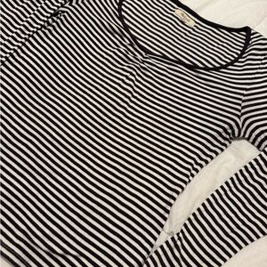 Madewell Black and White Striped Long Sleeve Top